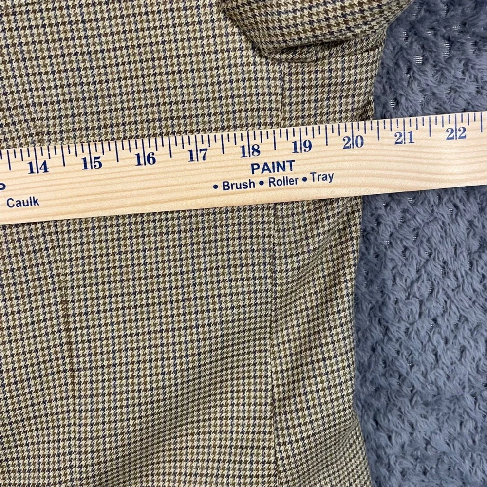 Ralph Ralph Lauren Mens 40L Silk Wool Houndstooth Sport Coat Blazer Tan Brown